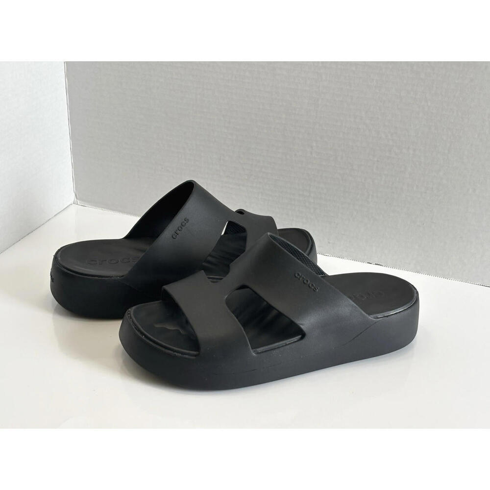 Crocs Getaway Platform H-Strap Sandals Women's Size 10 Black Wedge Comfort Shoes